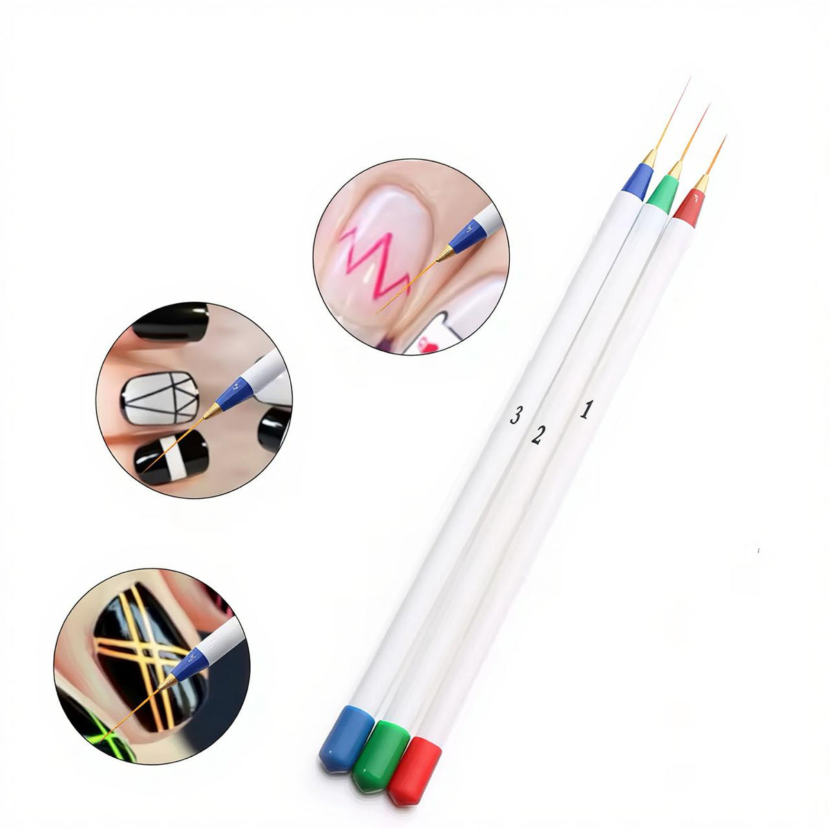 3-Piece Manicure Nail Art Liner Brush Set