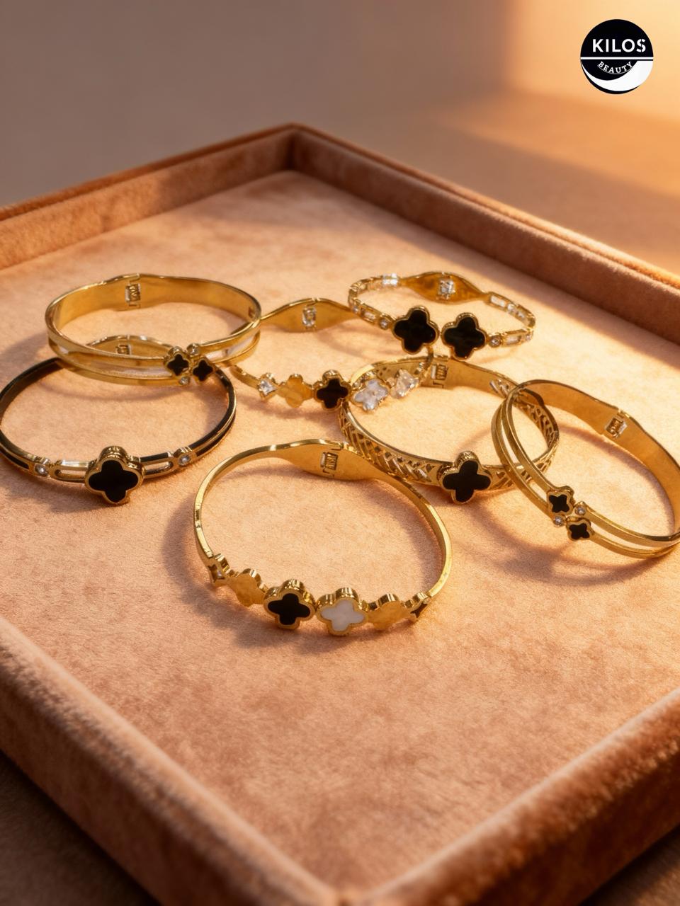 Gold-Plated Stainless Steel Cuff Bracelets