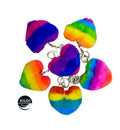 Fluffy Rainbow Heart Keychains